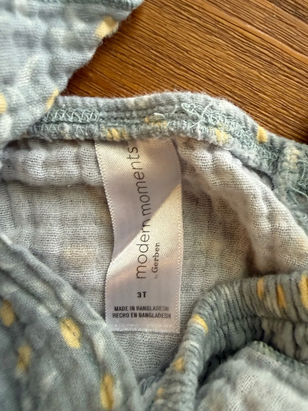 Toddler Romper Shorts in Light Blue and Gray with Yellow Dots